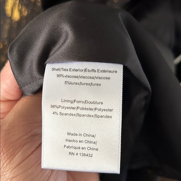 NWT MODCLOTH Golden Record Party Wrap Dress MIDI Black Gold Shimmer Large - Picture 9 of 11